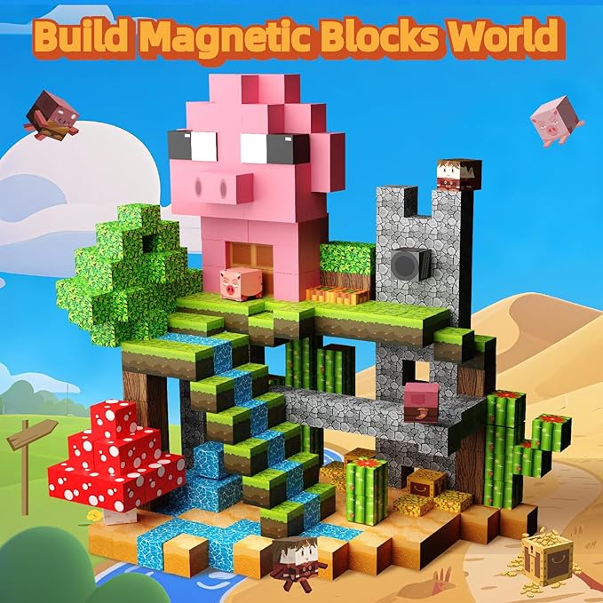 Magnetic Blocks, 120PCS Magnetic Building Blocks Cubes for Kids Ages 3+, STEM Sensory Educational Toys Birthday Set for Kids Toddlers