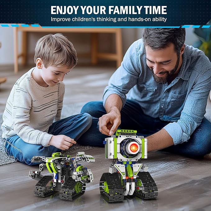 Robot Building Toys with Remote Control, STEM Christmas Birthday Gifts for Kids Boys Ages 8-13, 5 in 1 Science Kit Robotic Models with 337 Pieces