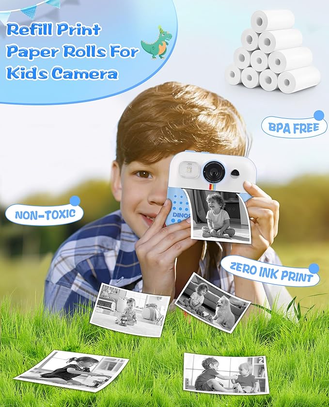 Thermal Paper, 10 Rolls Refill Print Paper for Kids Instant Print Camera, HD Photo Printing Paper Rolls for Most Kids Instant Camera, BPA Free