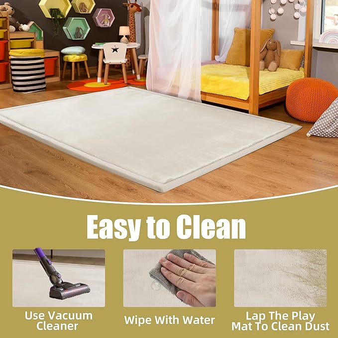 MABOZOO Extra Thick 1.3 Inch Baby Play Mat, 74 * 50 Inch Baby Floor Mat Memory Foam Playpen Pad for Babies, Toddlers, Infants, Playmat Crawling Cushion Activity Playmat for Indoor & Outdoor