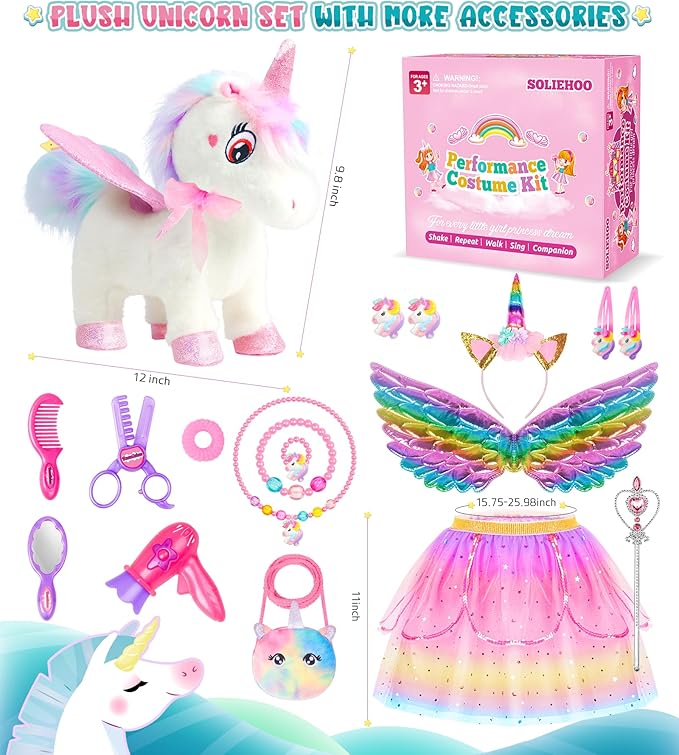 Unicorn Toys for Girls Age 4-6 Unicorns Gifts, Walking Talking Singing Interactive Toy, Remote Control Plush Unicorn's Pet Care Toy, Unicornss Dress up for Toddler Girls Kids 3 4 5 6 Years