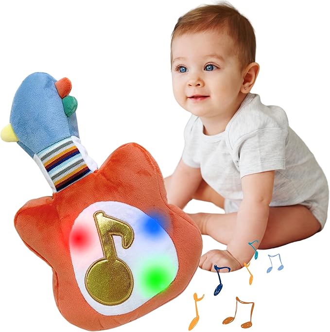 Lumio Interactive Musical Plush Toy with Lights and Sounds - Sensory Toy for 3 6 9 12-18 Months and up, Perfect for Tummy Time Rhythm Learning (Guitar)