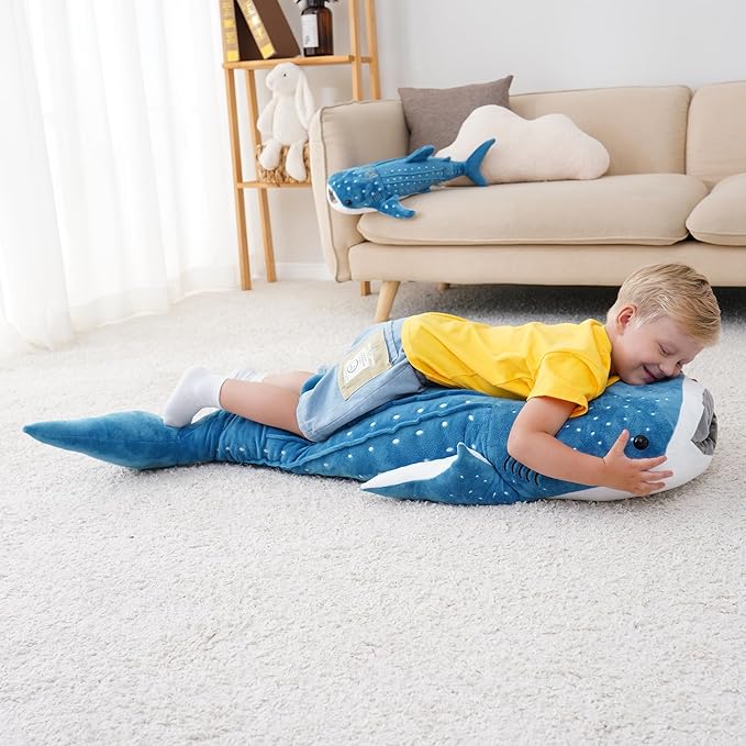 39 Inch Whale Shark Stuffed Animal – Giant Plush Shark Pillow Toy, Realistic Big Whale Shark Plushie for Kids and Ocean Lovers, Large Cuddly Gift