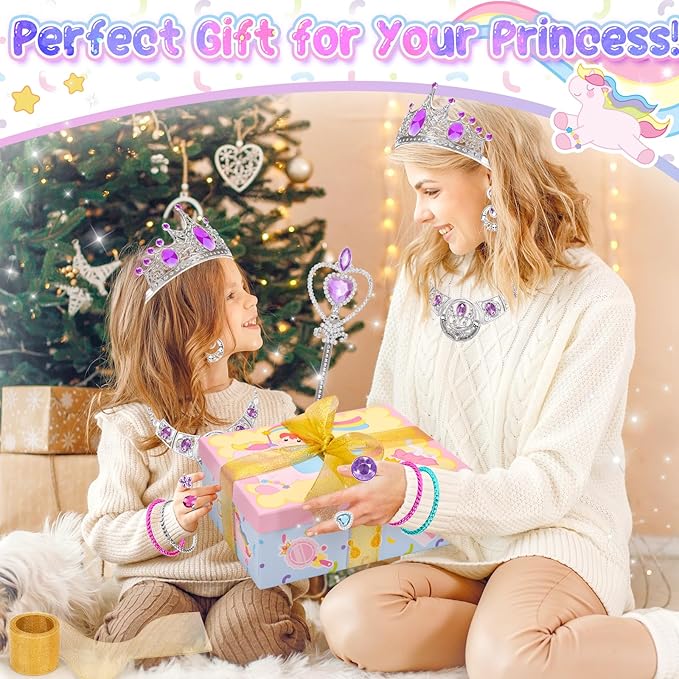 Tagitary Plush Unicorn Toys with Glowing Horns, Walking Pony Realistic Interactive Stuffed Unicorn with Kids Dress Up & Pretend Jewelry Toys,Christmas Birthday Gift Party Favors for Kids Toddlers