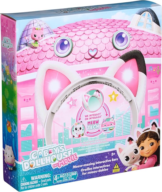 DREAMWORKS GABBY'S DOLLHOUSE The Movie, Meow-Mazing Interactive Ears, Headband with Lights, Sounds & 3 Modes of Play, Kids Toys for Girls & Boys Ages 3 and Up