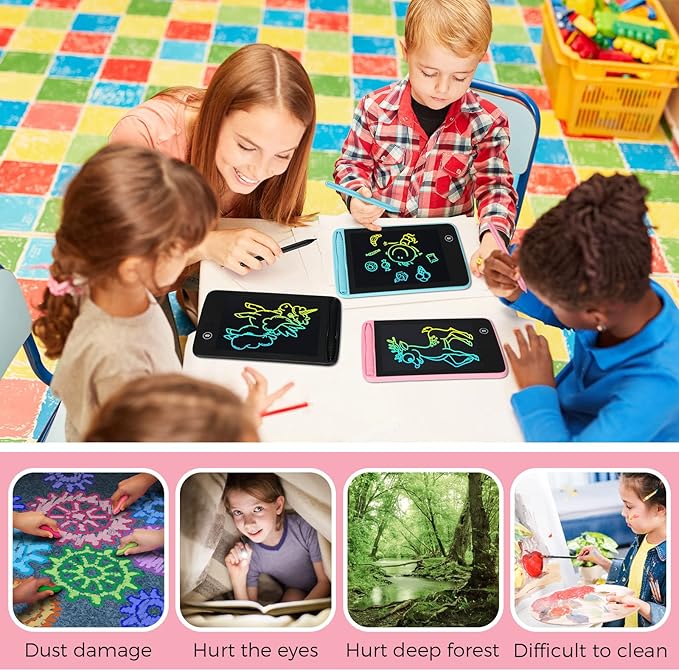 Zhehao 12 Pcs LCD Writing Tablet for Kids Colorful Drawing Doodle Board Drawing Tablet Erasable Reusable Electronic Draw Pad Gift for Boy Girl Xmas Educational Learning(6.5 Inch Screen,Vivid Color)