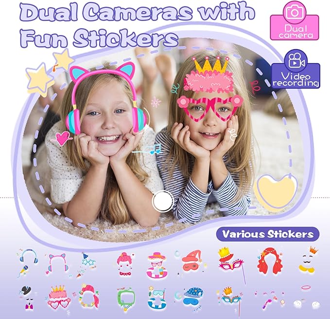 Kids Smart Phone, Christmas Birthday Gifts for Boys Girls Toddler Cell Phone Toys with Dual Camera Music Player Mini Educational Learning Games Fake Phone for 4-8 Year Old with 16G SD Card (Pink)