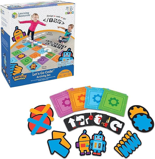 Learning Resources Let's Go Code! Activity Set, STEM Toys, Coding Toys, Develops Critical Thinking and Problem Solving Skills, 50 Pieces, Ages 5+