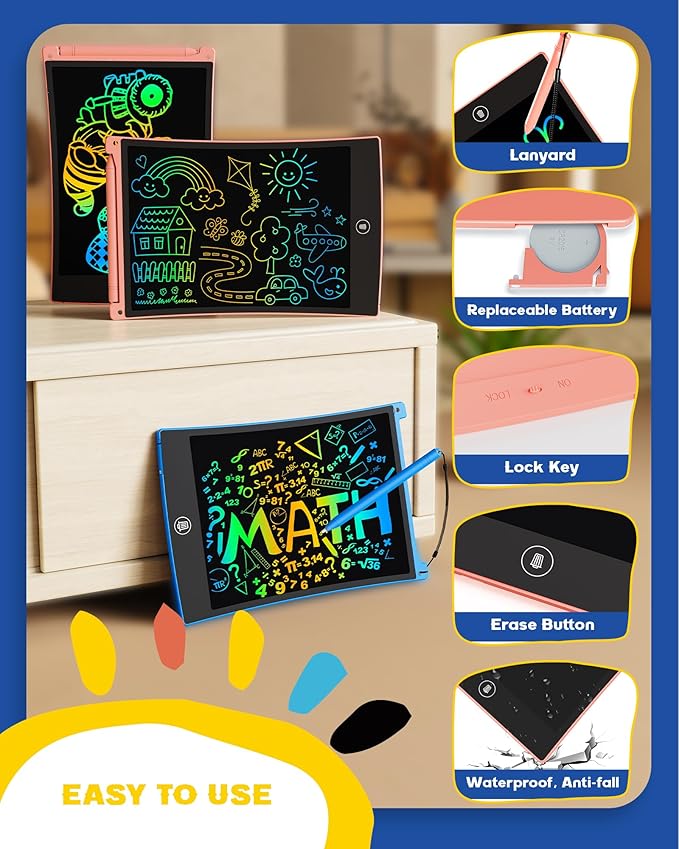 bravokids Toys Gifts for 3-6 Years Old Girls Boys, 3 Pack LCD Writing Tablet with 6 Stylus, 8.5 inch Colorful Doodle Board Drawing Pad for Age 3 4 5 6 7 8 Years Old Kids