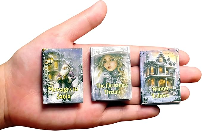 1:6 Scale Premium DIY Miniature Christmas Story Books Set with Text and Enchanting Illustrations for Dollhouse - 3 Pack
