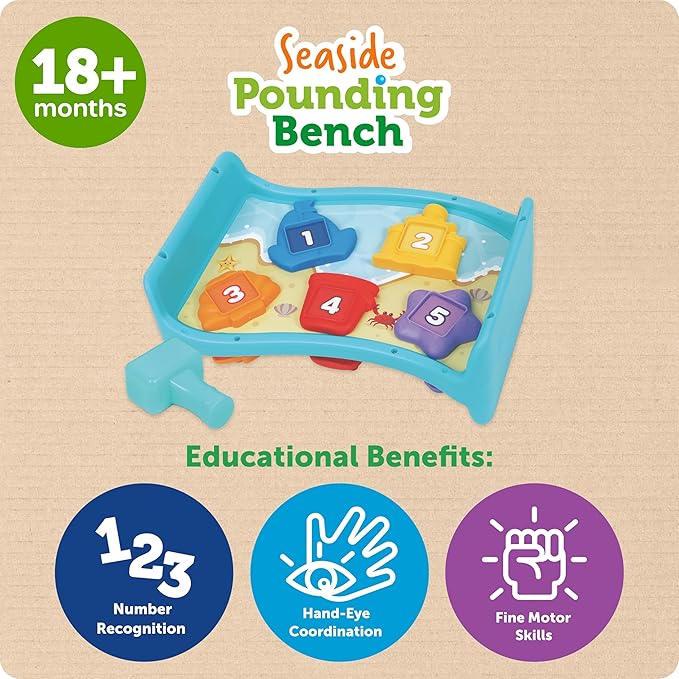 Learning Resources Seaside Pounding Bench, Seaside Game, Preschool Toddler Activities, Shape Sorter, Fine Motor Toys, Kids Hammer