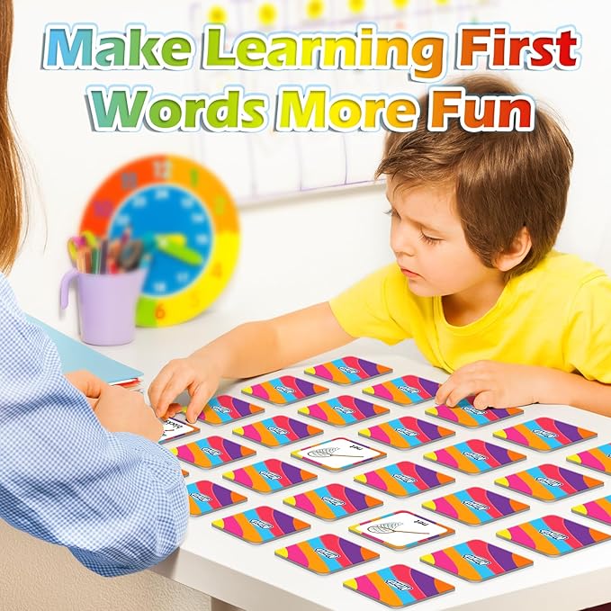 Aizweb First Words Match Game,Memory Game,52 Pcs Toddler Baby Flash Cards,Educational Toys for Pre K Preschool Kindergarten Learning Activities,Speech Therapy Materials Classroom Must Haves