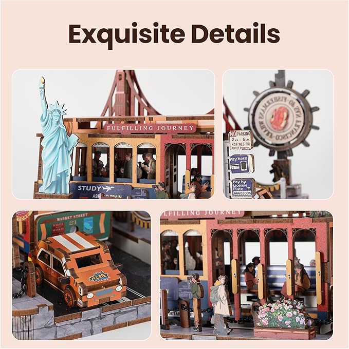 Book Nook Kit - DIY Miniature House Kit for Adults, Dollhouse Booknook Tiny House Bookshelf Decor 3D Wooden Puzzle Street Model, Ideal Gift for Book Lovers, Family, Friends (Dangdang Car)