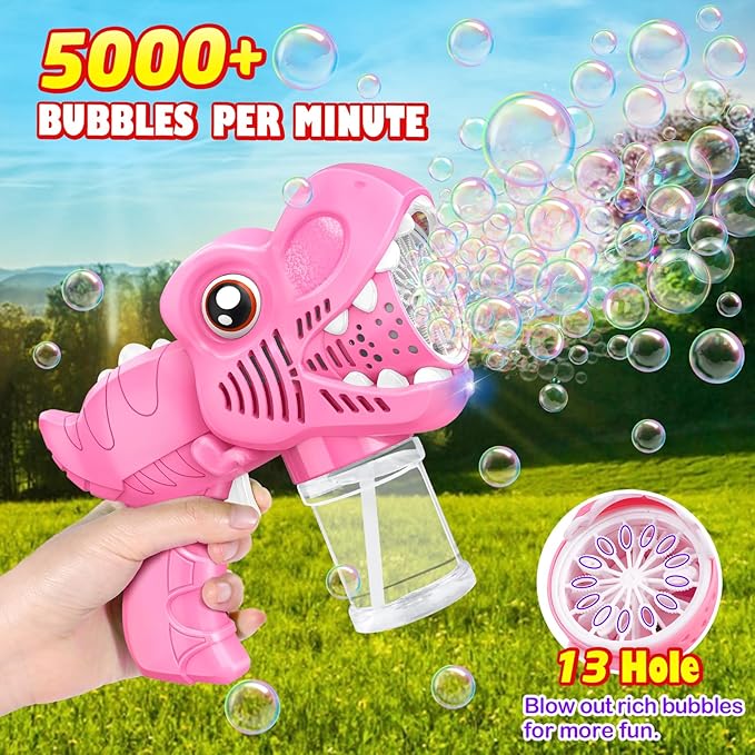 3-Pack Gifts for Girls Bubble Gun - Auto Light Up Bubble Machine with Refills for Kids Toys Girls Ages 6-8 Birthday Gift Party Favors Eassentials Easter Stocking Stuffers Valentine (Green+Pink+Purple)