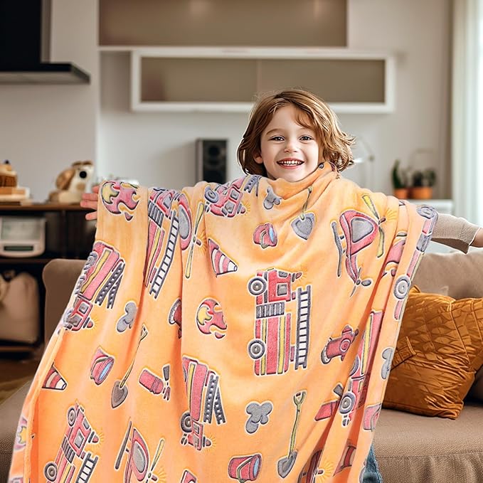 Fire Truck Blanket Glow in The Dark Blanket for Toddler Boy Blankets Firetruck Gifts Toys for Boys Son Birthday