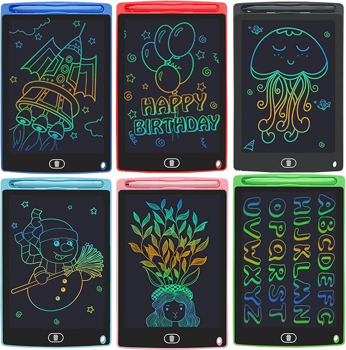6 Pack LCD Writing Tablets for Kids, 8.5 Inch, Toddler Toys Birthday Gifts for Ages 3-8 Boys Girls, Colorful Doodle Board Drawing Tablet for Learning and Education (Six Colors Available)