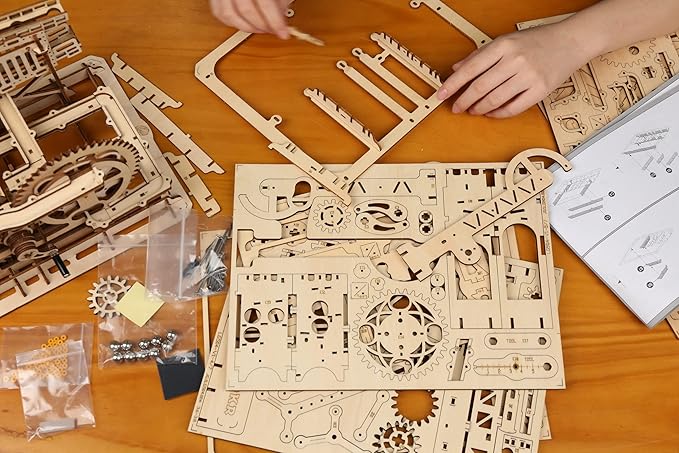 Marble Run 3D Puzzles Wooden Model Building Kits for Adults - Mechanical Puzzles Brain Teaser Educational Project DIY Crafts, for Adults Boys Ages 14+ (Pivot)