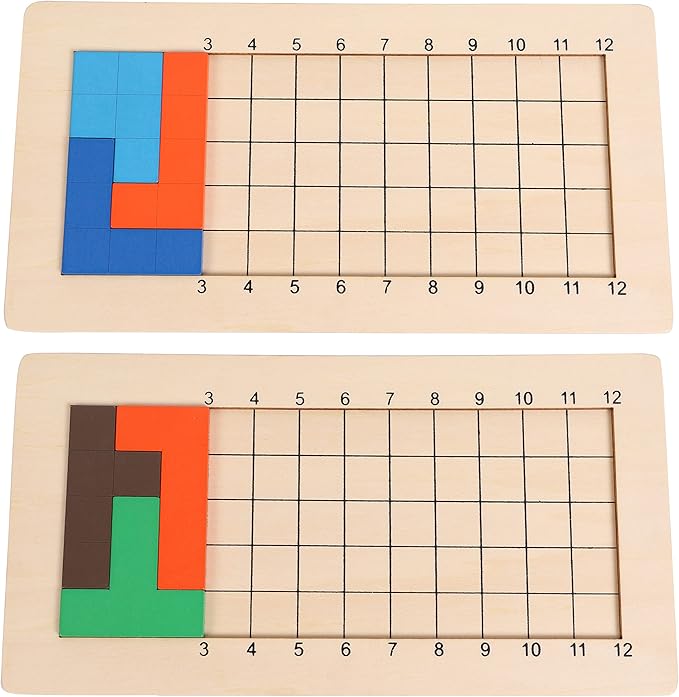 Wooden Pentominoes Puzzle Games - Family Board Games for Kids and Adults- Tangram Geometry Math Pattern Blocks Toys for 6 Years Montessori Learning Toys - Smart IQ Math Brainteaser Puzzle