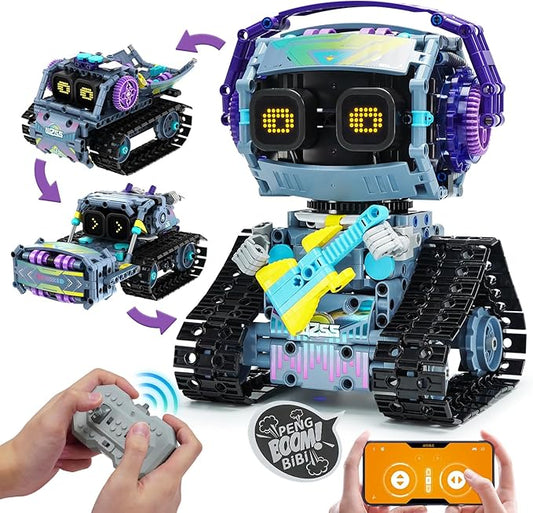 BAV 3 in 1 STEM Robotics Toy Building Blocks Set, Programmable APP Remote Control Robot/Car Robot Coding Kit, STEM Project Education Birthday Gift for Boys and Girls Ages 8-12 (433 Pieces)