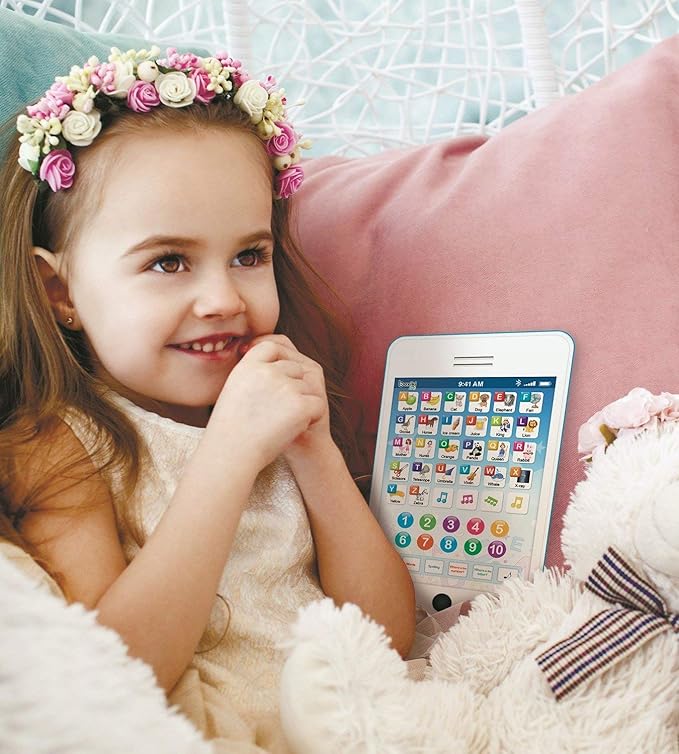 6-in-1 Kids Phone Toy: Educational Toys for Toddlers 1-3, Learning Tablet for 4 Year Old Boys & Girls, Kids Laptop, Tablet for Toddlers - Ideal Educational for 4+ Years (White/Blue)