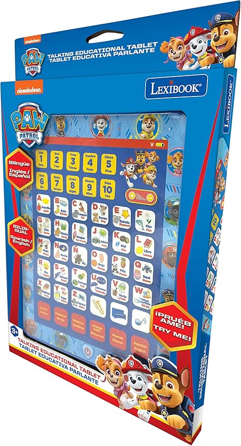 LEXiBOOK, Paw Patrol, Educational Bilingual English/Spanish Interactive Learning Tablet, Toy to Learn Alphabet, Letters, Numbers, Words, Spelling and Music, Blue, JCPAD002PAi2