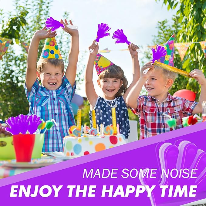 12Pcs Hand Clappers Noisemakers 7.5 Inch Clappers Noisemakers Plastic Hand Clappers for Birthdays Game Football Sporting Events Cheers Supplies Dance Basketball Football Noisemakers(Purple and White)