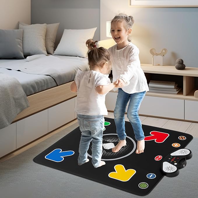 Kids Foldable Dance Mat, Soft Non-Slip Dance Pad with Built-in 8 Songs & MP3 External Play, Multiple Challenge Levels, Stimulate Kids’ Sports Talent, Ideal for Child Ages 3+