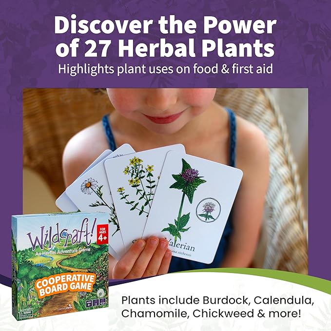 Wildcraft! Herbal Adventure Cooperative Board Game – Educational Board Game for Kids 4+ & Families – Learn 25 Herbs Through Play – Nature Inspired Learning Game w/Coloring Book & Plant Guide