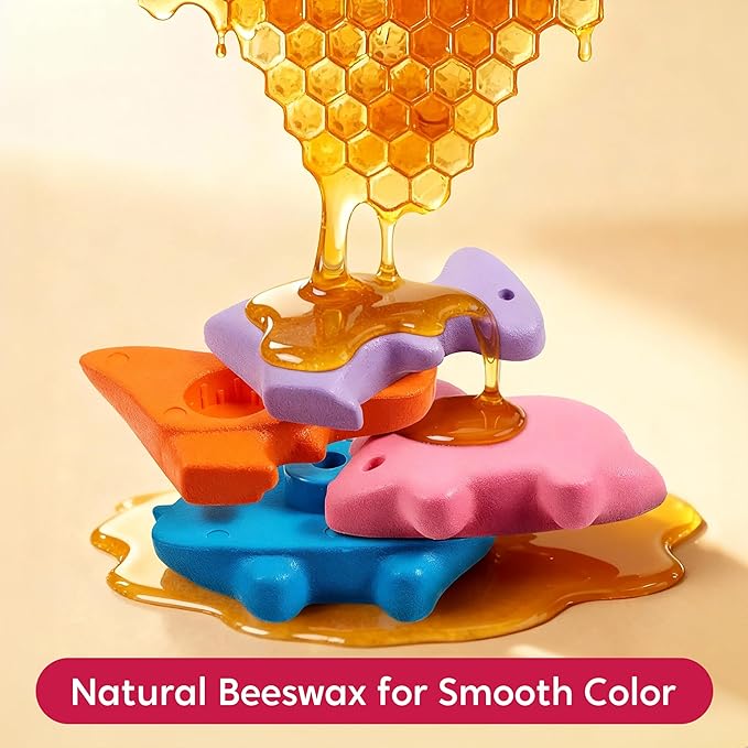 SYNCFUN 100% Pure Large Beeswax Crayons, Bath Crayons Bath Toy for Kids, Easy to Hold & Mold Free Bathtub Toys for Shower, Toddler Art Supplies, Gift for Christmas (Dinosaur Theme, 12 Colors)