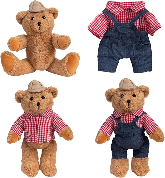 HollyHOME Farmer Stuffed Animal Teddy Bear Soft Plush Toy with Farmer Uniform Unique Toy Gifts for Kids and Farmers Holiday Birthday Valentine 16 inches