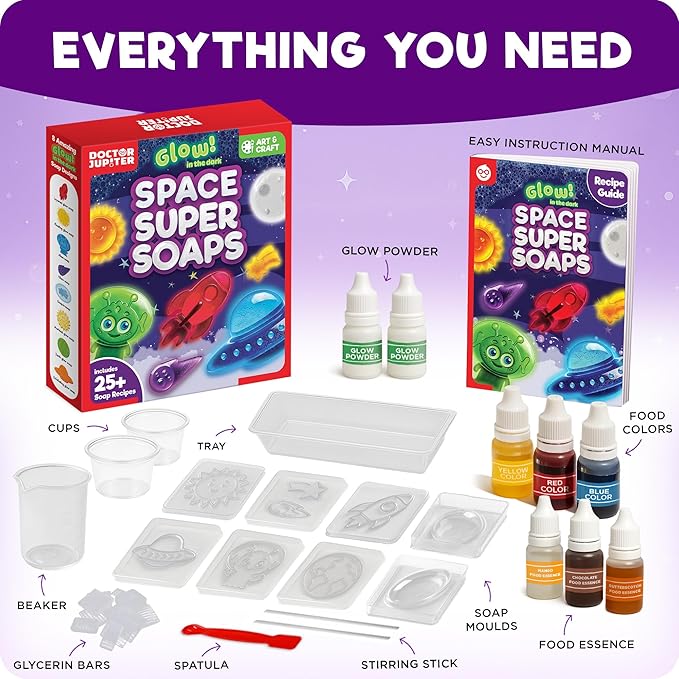 Doctor Jupiter Space Super Soaps - Soap Making Kit for Kids Ages 4+ | Science Kit for Kids 4-5-6–7-8-12 Year Olds | Birthday Gift Ideas for Boys & Girls, Space Toys, Summer Activities