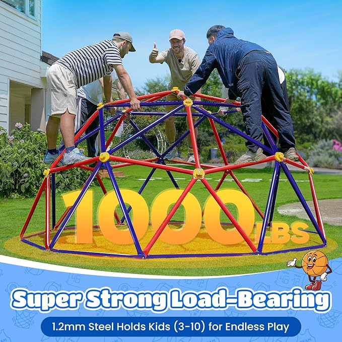 Zupapa 10FT Climbing Dome, Outdoor Jungle Gym for Kids with Climbing Grip - Geometric Dome Climber Supports 1000LBS Outdoor Playset and Easy Assembly Outdoor Play Equipment for Kids (Purple, 10FT)