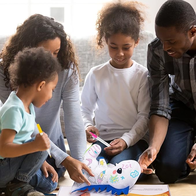 T-Rex Plush Dinosaur Coloring Book Gift Set, Arts and Crafts Soft DIY Washable Dino Doodle Doll Stuffed Animal Toy, Painting Craft Kit Toys, Play Dinosaur Gifts for Kids Boys and Girls Ages 3-5 5-7