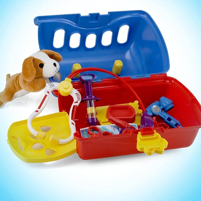 Kidzlane Deluxe Veterinarian Kit for Kids and Toddlers | Pretend Play Vet Set for Kids | Pet Vet Playset | Toy Pet Carrier for Little Girls and Boys | Kids Doctors Kit | Play Doctor Set for Kids