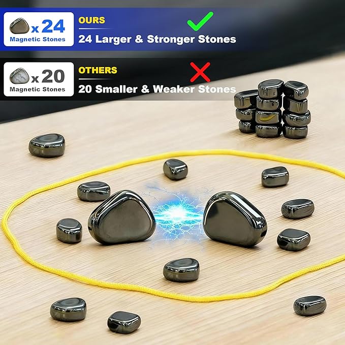 Magnetic Chess Game with 24 Stones, Christmas Family Games for Kids and Adults, Best Multiplayer Strategy Board Games for Family Game Night, Indoor Outdoor Portable Magnetic Travel Chess Set