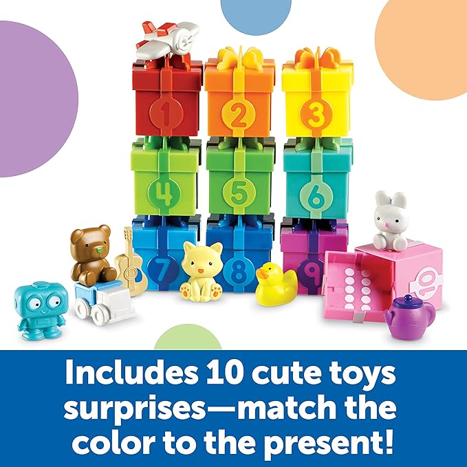 Learning Resources Counting Surprise Party - Toddler Montessori Toys, Stacking Preschool Activities, Matching Color Game, Homeschool, Fine Motor Skills, Gifts For Boys And Girls, Manipulatives