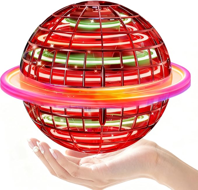 Flying Orb Ball Toy 2025 Upgraded,Cosmic Globe Boomerang Hover Ball Galactic Fidget Spinner Outdoor Toys, Hand Drone Orbit, Cool Toys Gift for 6 7 8 9 10+ Year Old Boys Girls Teens (Red)