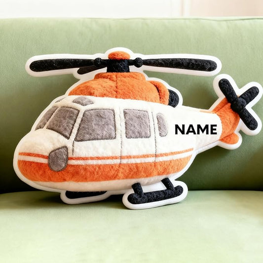 Custom Helicopter Shaped Pillow Cute Personalized Name Plush Doll, Double-Sided Construction Engineering Vehicle Pillow for Kids, Birthday gifts for Boys and Girls Sofa Decorative Pillows 8-32in