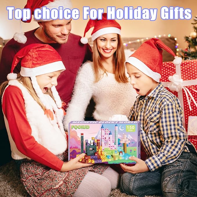 Magnetic Blocks - 150PCS Magnetic Building Blocks, STEM Constructions Magnet Blocks for Boys Girls Age 3 4 5 6 7 8 9 10, Sensory Stacking Toy Christmas Birthday Gifts for Kids