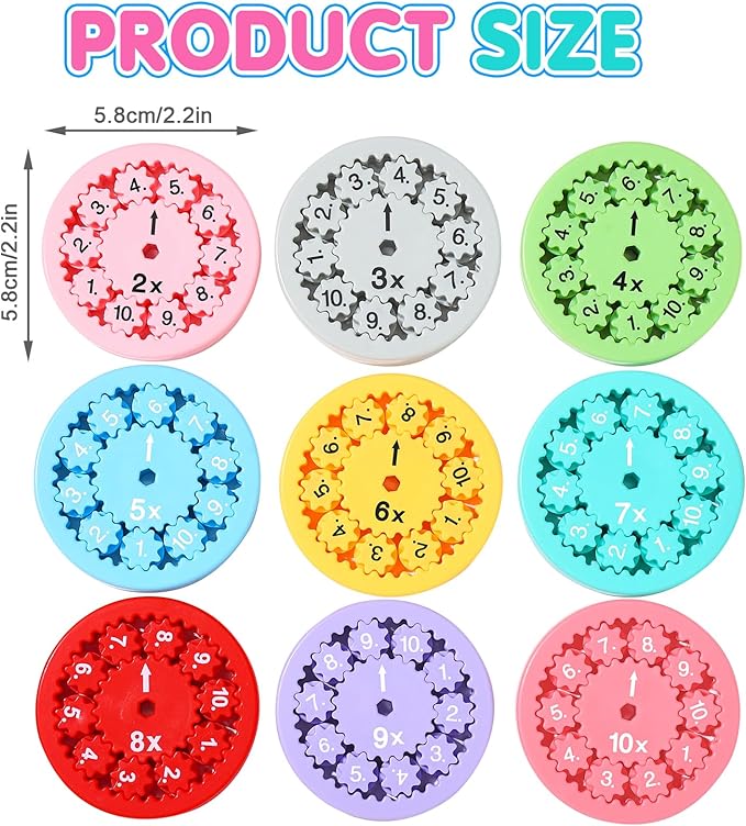 Math Fidget Spinners, Multiplication Game Fidget Toys for Kids, Math Facts Fidget Spinner Multiplication Division Math Toys for Home School 3rd Grade Classroom Prizes Christmas Stocking Stuffers