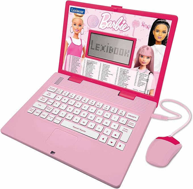 Lexibook Barbie, Educational and Bilingual Laptop in English/Spanish, Toy for Children with 124 Activities to Learn, Play Games and Music, Pink, JC598BBi2
