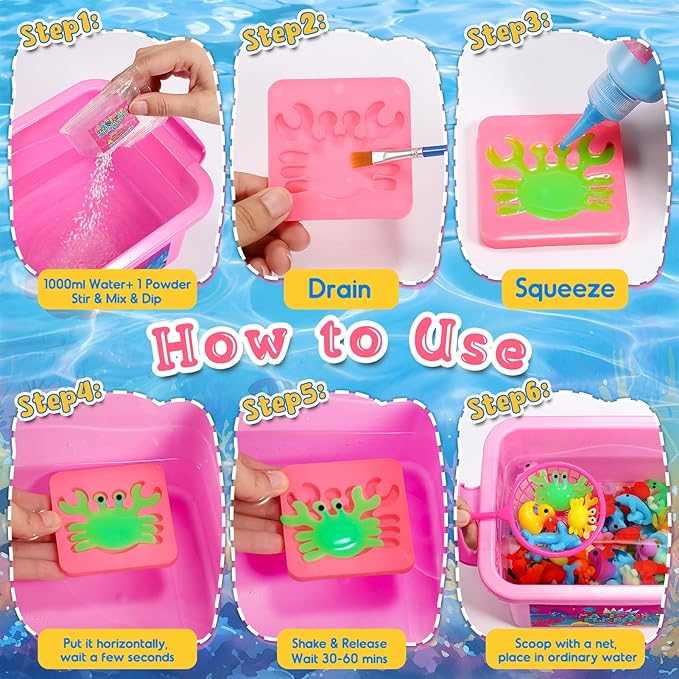 MDINGTD Magic Water Elf Toy Kit: DIY Squishy Toys Art Crafts Kits with 12 Gels and 12 Molds, Make Your Own Creative Toys Party Favors Christmas Birthday Gifts for Girls Ages 4-12