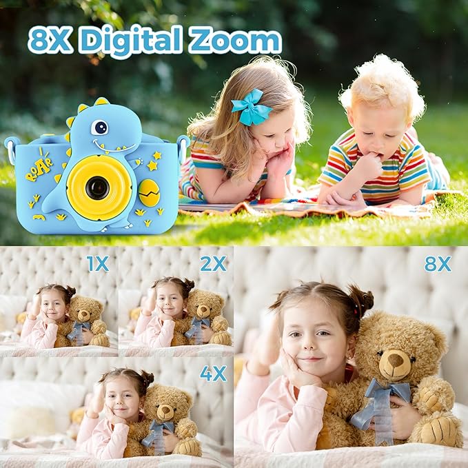 KANAD Kids Camera, Toys for Age 3-8 Year Old Boys, Stocking Stuffers for Kids, 1080P HD Selfie Digital Video Camera for Toddlers for Son - Blue