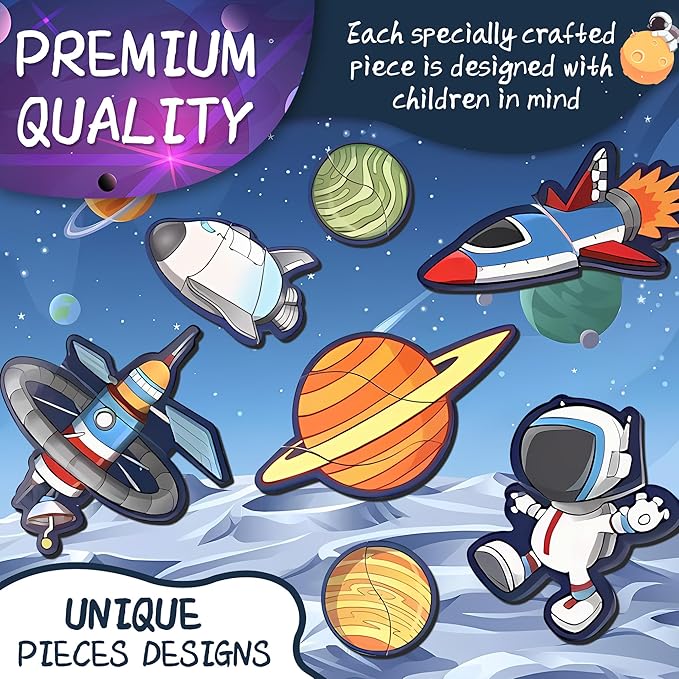 Space Magnetic Travel Game Montessori STEM Quiet Toys for Toddlers 3-5 with 38 Magnets & 16 Activity Cards - Educational Astronaut Magnetic Puzzles Airplane Toy for Kids Ages 3+