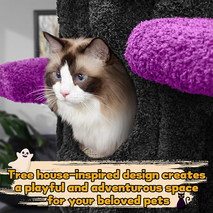 88.6 Inches Super Large Cat Tree,Soft Plush Multi-Level Climbing Tree Cat House,All-in-One Tall Cat Tower with Scratching Post,Real Solid Wood Cat Tree,Multi-Level Furniture Activity Center