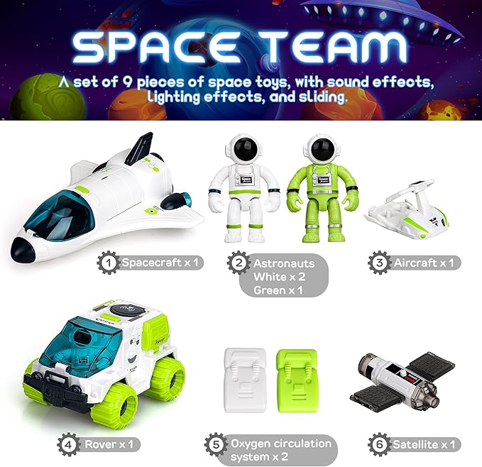 TOY Life Space Rocket Toys for Kids Shuttle Toy with Astronaut Figure and Rover for Boy 5-12 Kid Spaceship Planet Stem for Boys & Girls