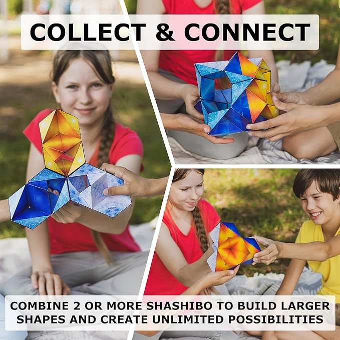 Shashibo Holographic Shape Shifting Box - STEM Magnetic Fidget Cube That Transforms Into Over 70 Shapes, Download Fun in Motion Toys Mobile App (Solar)