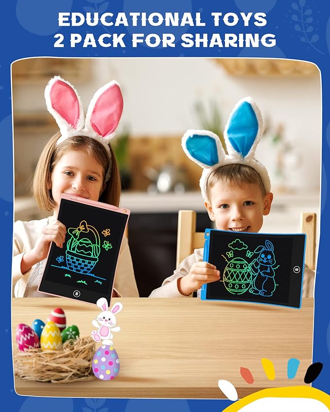 bravokids 2 Pack LCD Writing Tablet for Kids,10 inch Colorful Doodle Board Drawing Pad for Kids, Travel Toy Activity Game, Birthday Gifts for 3 4 5 6 Year Old Boys and Girls Toddlers