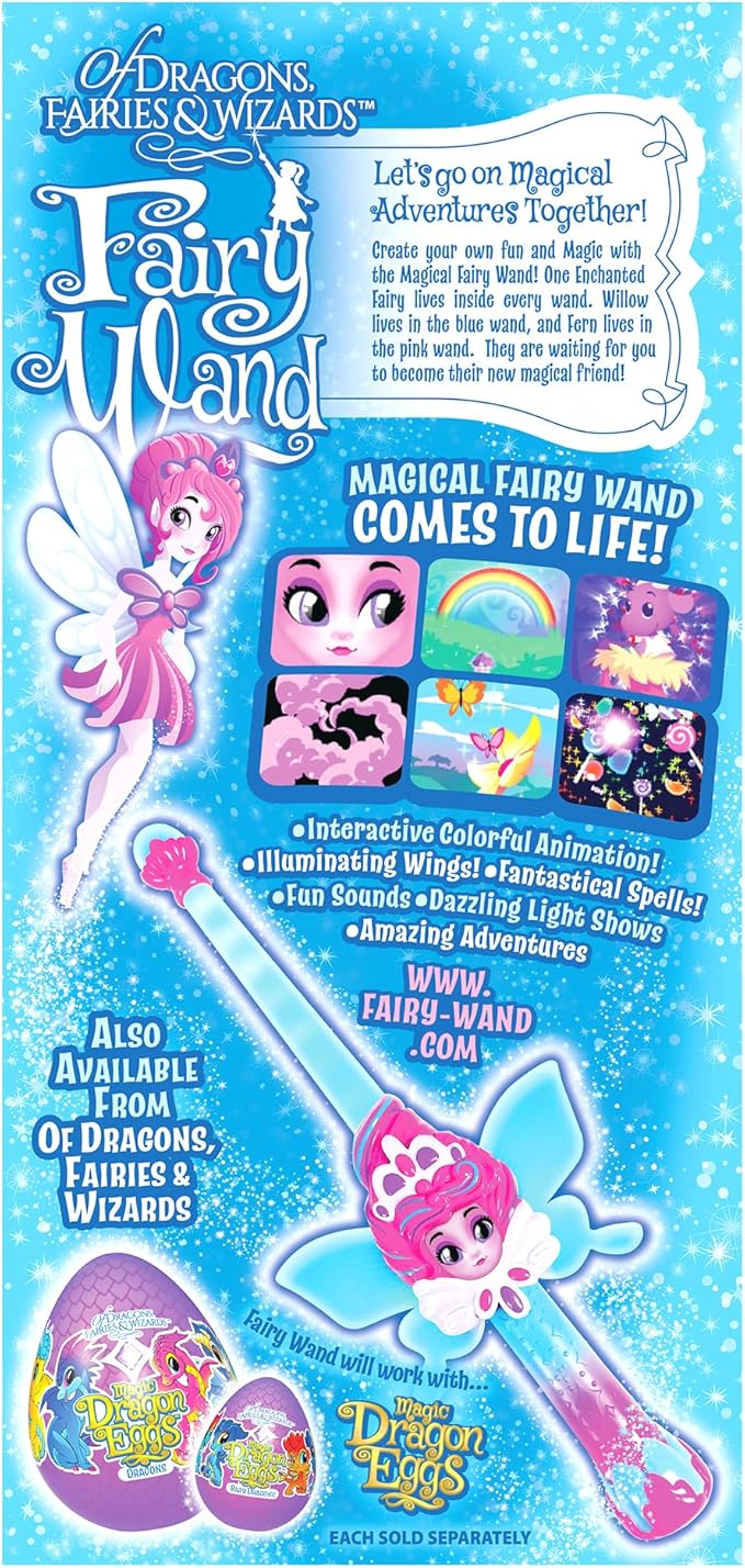– Magic Pink Fairy Wand with Fern – Interactive Light-Up Wand with Color Screen, Fairy Wings & 60+ Spells and Animations – Ages 4+