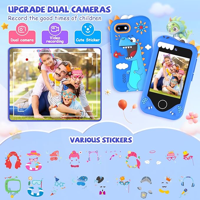 Kids Smart Phone for Girls Gifts - Toddler Christmas Birthday Gift for Age 3 4 5 6 Year Old, Kids Cell Phone Toy with Touchscreen, Dual Cameras, Learning, Kid Mp3 Player, Games with 32 GB Card
